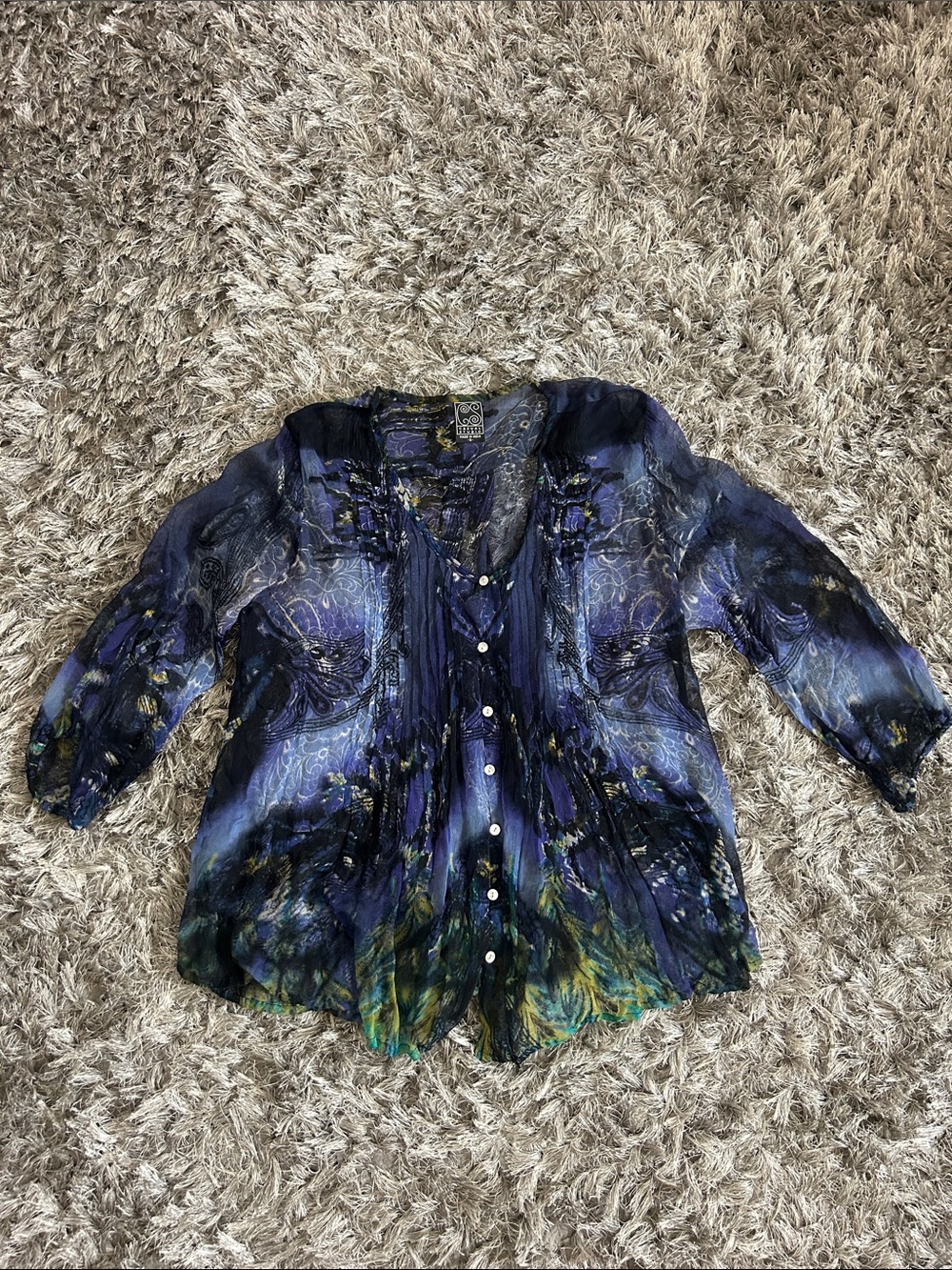 Vintage Made in India Casual Studio Button-Front Blouse